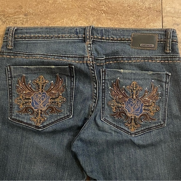 Petrol Jeans Roxie Size 6 Low Rise Distressed Western Embroidered Pockets - Picture 9 of 14